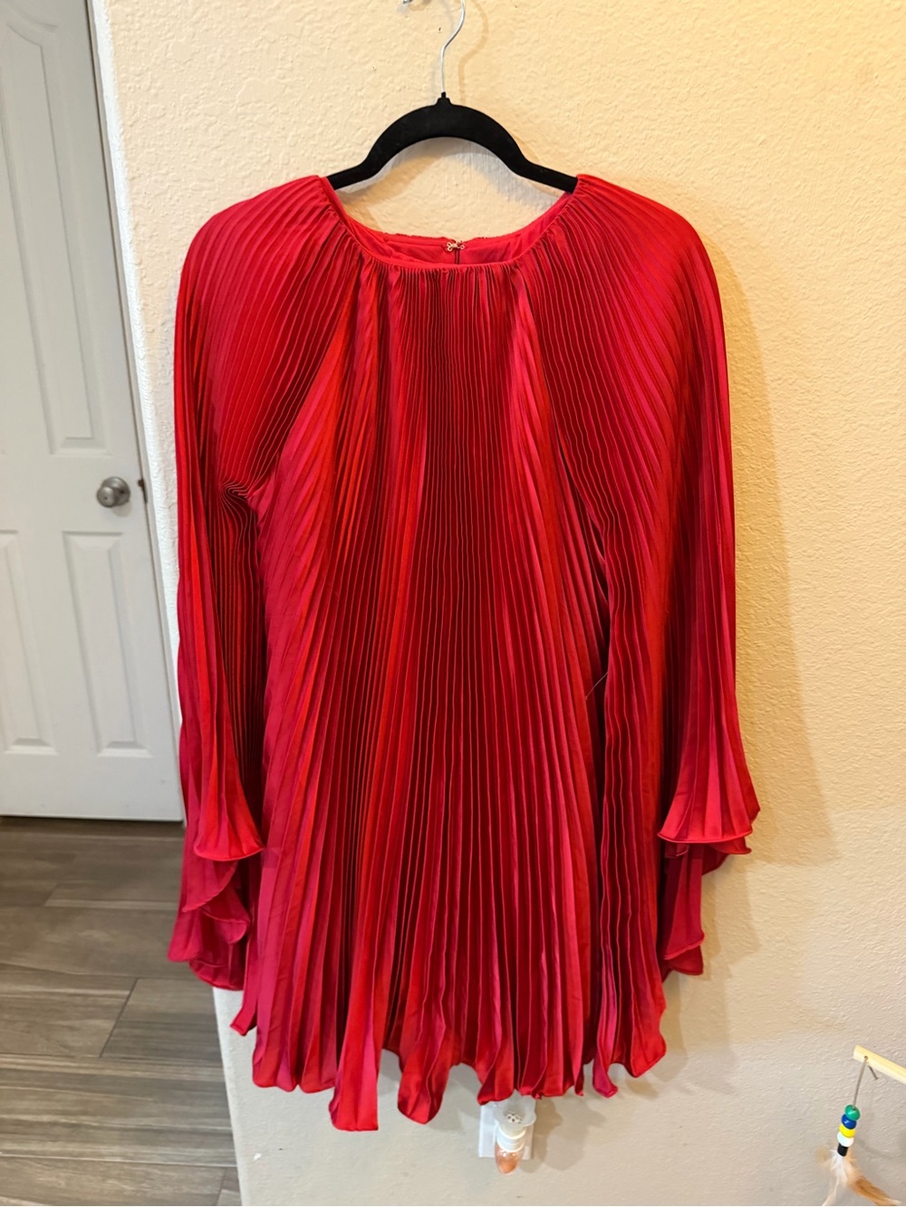 Rene Ruiz Red Pleated Tunic Top